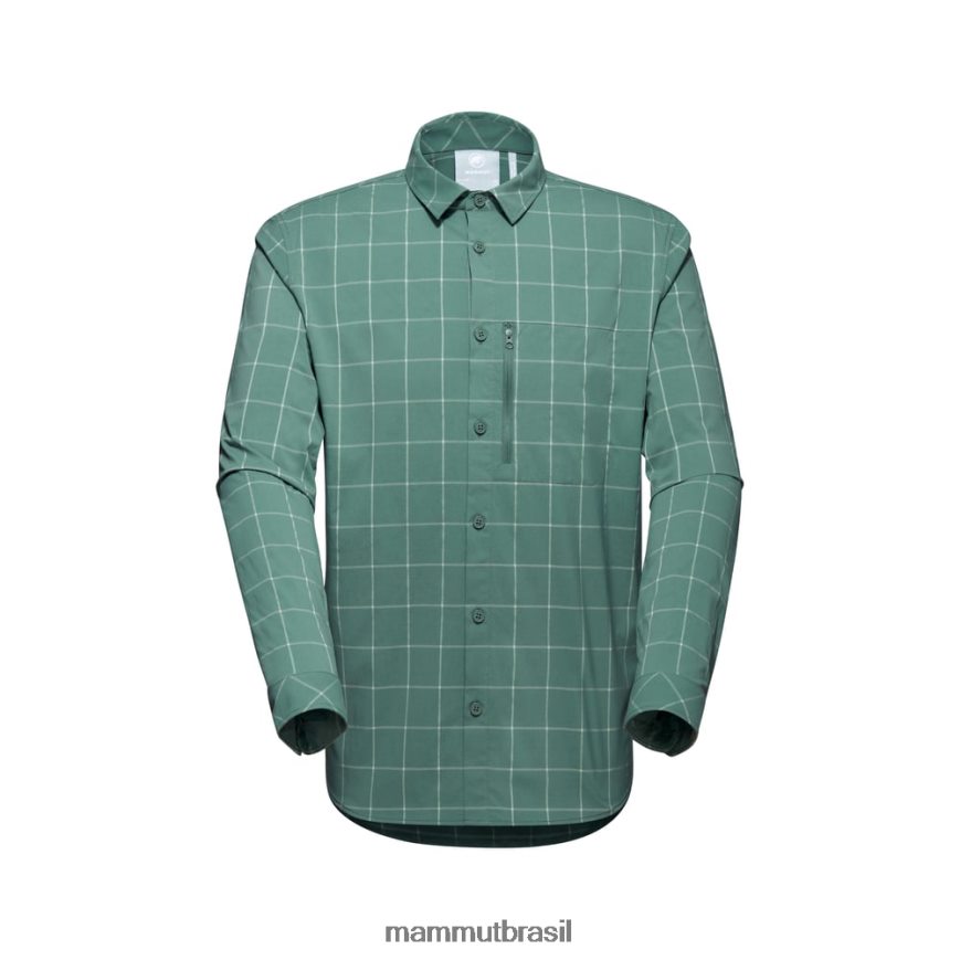 camisa manga longa montanha homens TZF08F1028 Mammut roupas jade-jade escuro