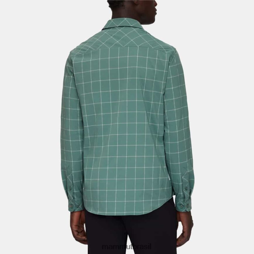 camisa manga longa montanha homens TZF08F1028 Mammut roupas jade-jade escuro