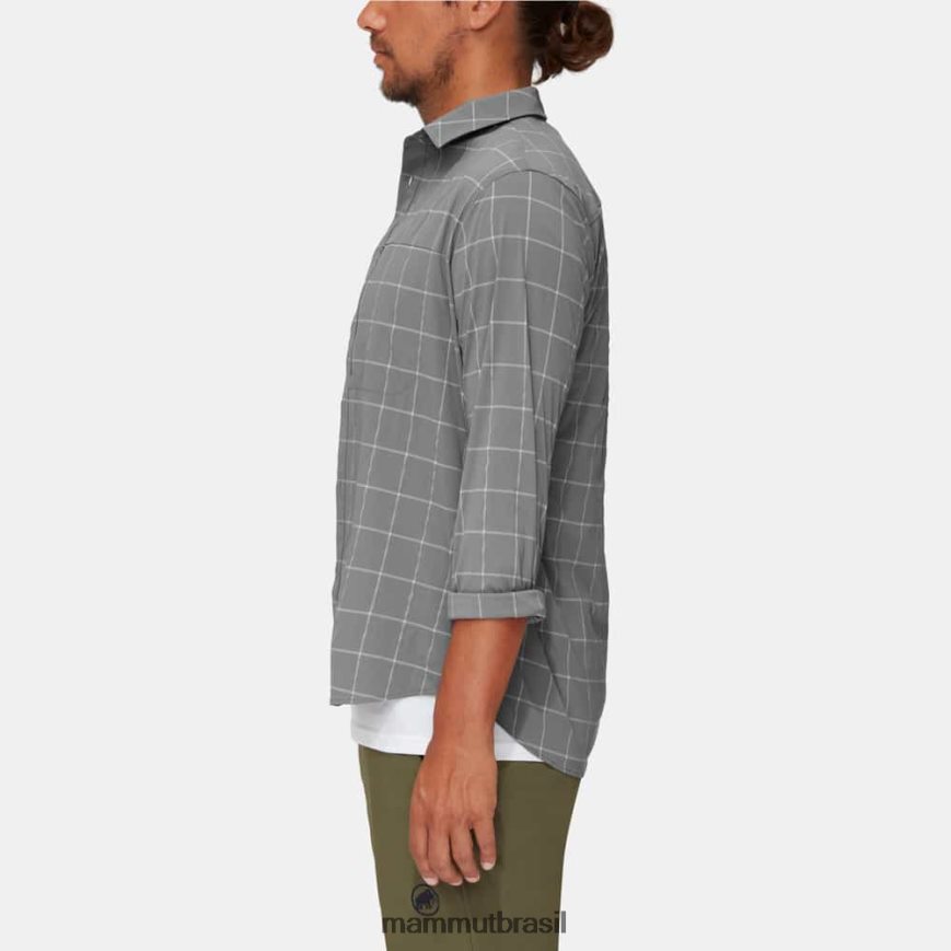 camisa manga longa montanha homens TZF08F211 Mammut roupas granito-titânio