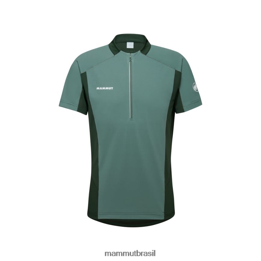 camiseta aenergy fl com meio zíper homens TZF08F854 Mammut roupas madeiras de jade escuras