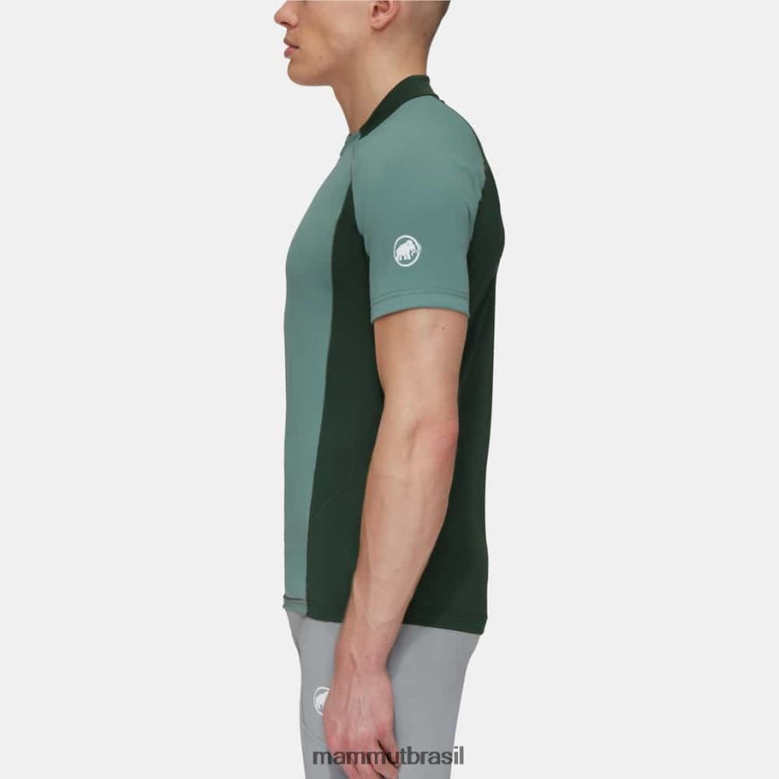 camiseta aenergy fl com meio zíper homens TZF08F854 Mammut roupas madeiras de jade escuras