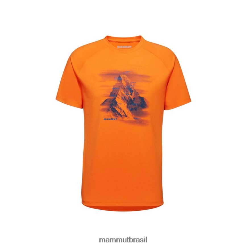 camiseta montanha hrnligrat homens TZF08F672 Mammut roupas tangerina escura