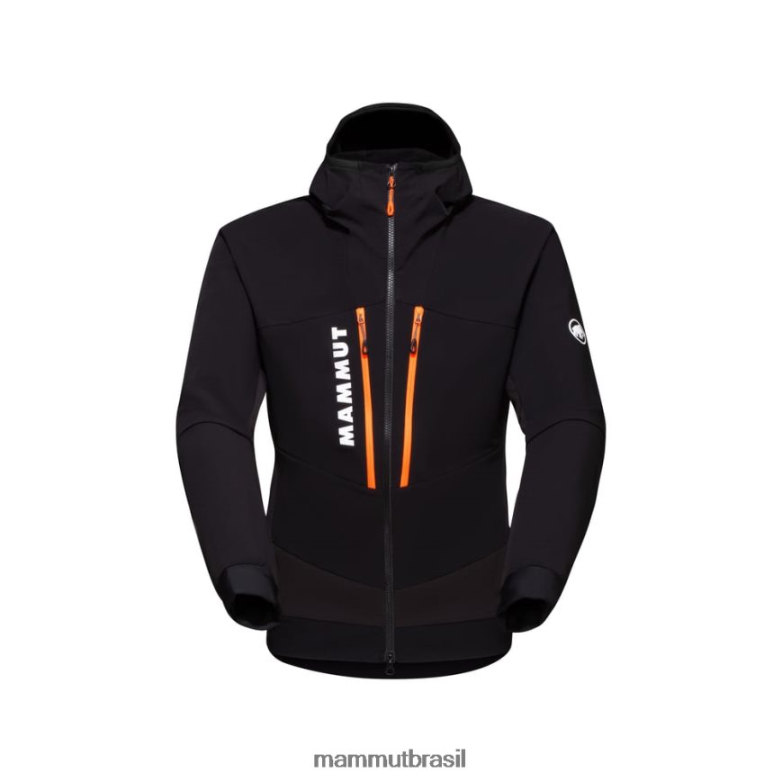 jaqueta com capuz aenergy so hybrid homens TZF08F14 Mammut roupas preto-laranja vibrante