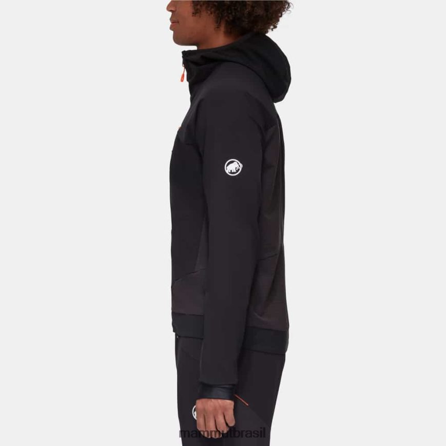 jaqueta com capuz aenergy so hybrid homens TZF08F14 Mammut roupas preto-laranja vibrante