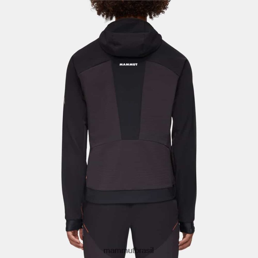 jaqueta com capuz aenergy so hybrid homens TZF08F14 Mammut roupas preto-laranja vibrante
