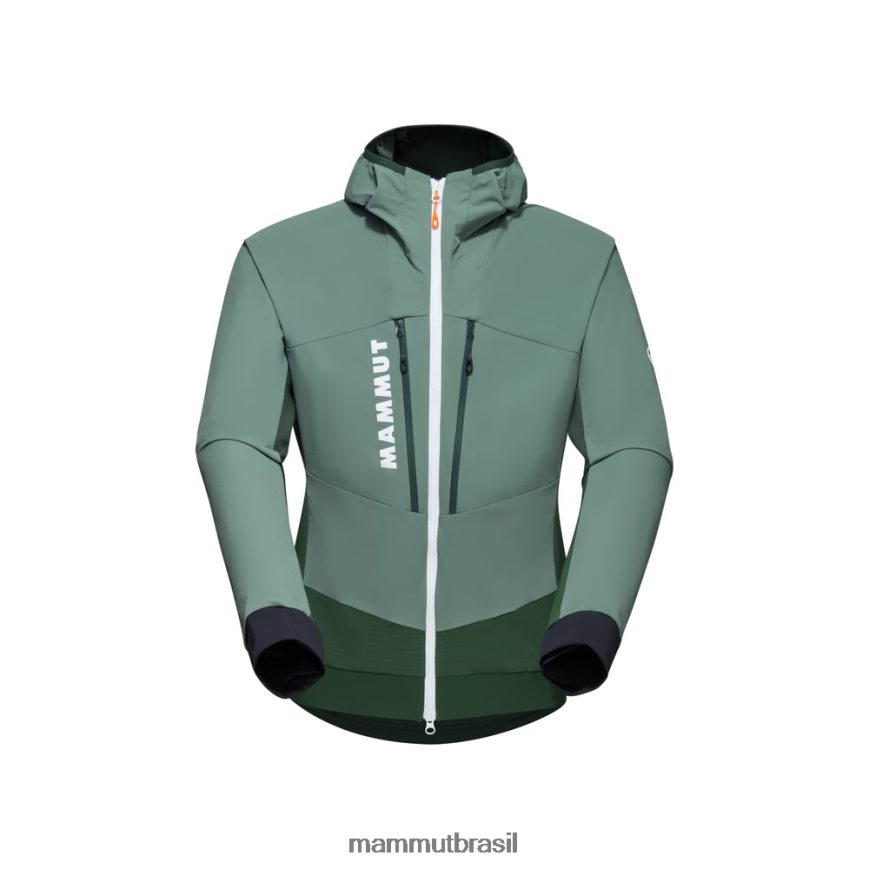 jaqueta com capuz aenergy so hybrid homens TZF08F664 Mammut roupas madeiras de jade escuras