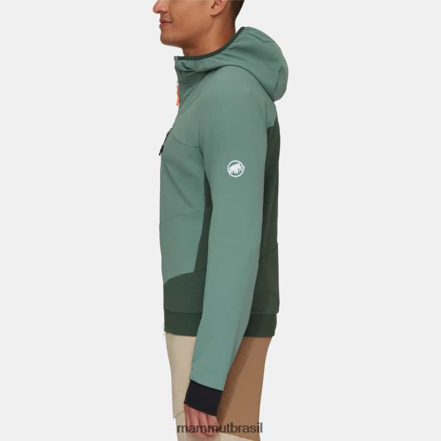 jaqueta com capuz aenergy so hybrid homens TZF08F664 Mammut roupas madeiras de jade escuras