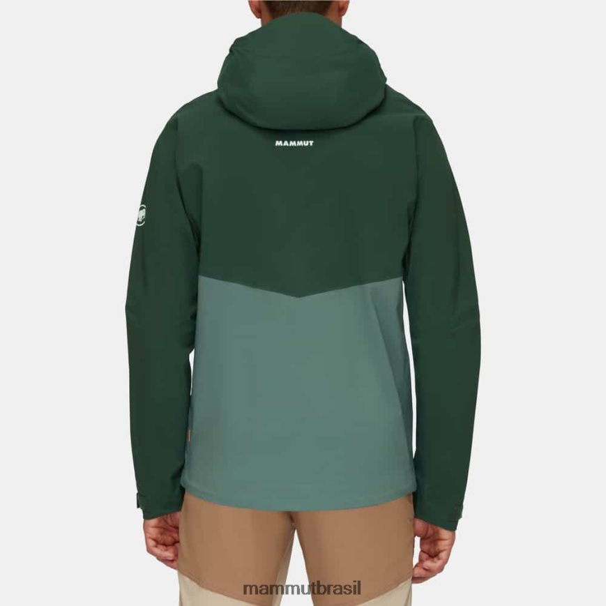 jaqueta com capuz alto guia hs homens TZF08F698 Mammut roupas madeiras de jade escuras