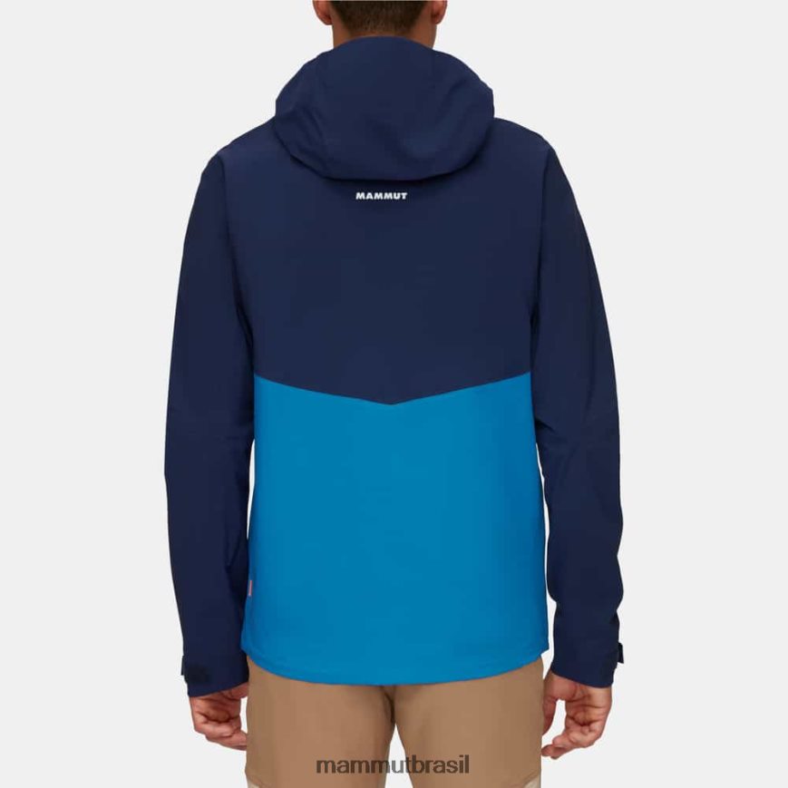 jaqueta com capuz alto guia hs homens TZF08F699 Mammut roupas gelo marinho profundo