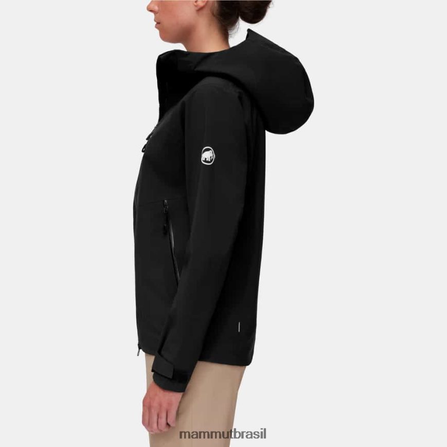jaqueta com capuz alto guia hs mulheres TZF08F11 Mammut roupas preto