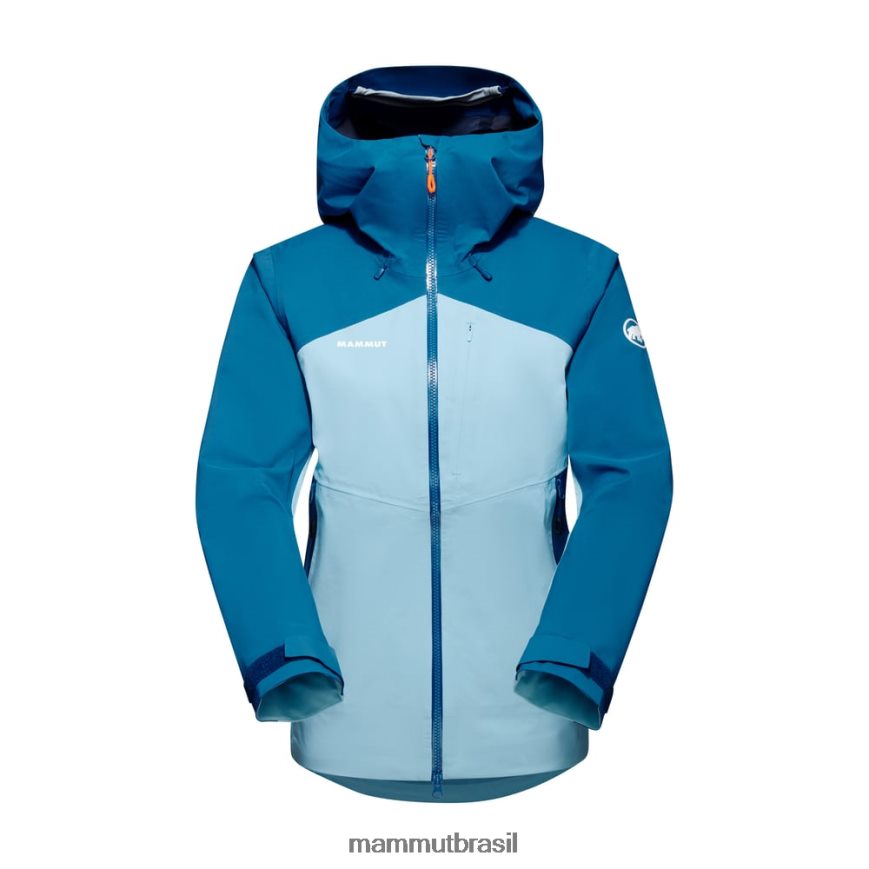 jaqueta com capuz alto guia hs mulheres TZF08F658 Mammut roupas gelo azul profundo