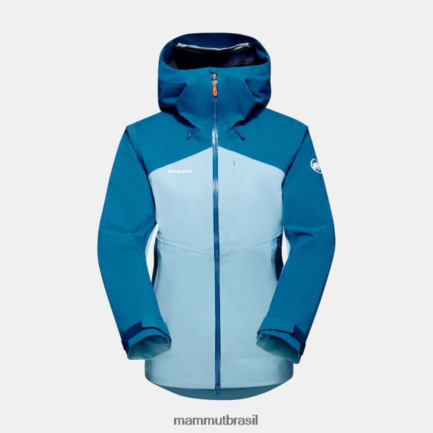 jaqueta com capuz alto guia hs mulheres TZF08F658 Mammut roupas gelo azul profundo