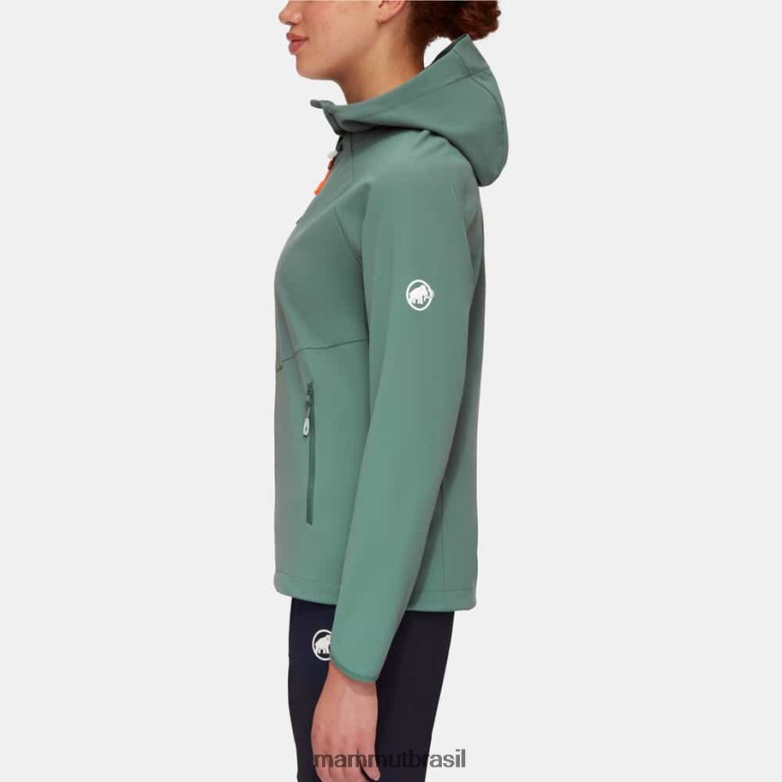 máximo conforto jaqueta com capuz mulheres TZF08F15 Mammut roupas jade escuro