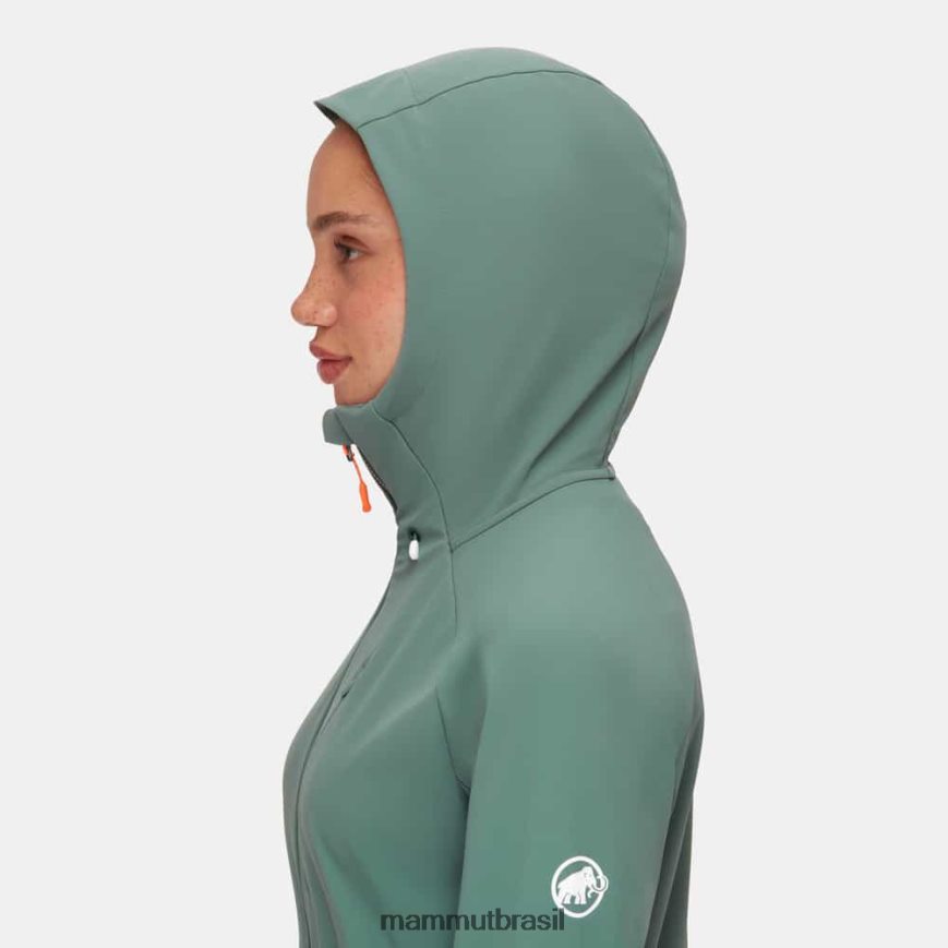 máximo conforto jaqueta com capuz mulheres TZF08F15 Mammut roupas jade escuro